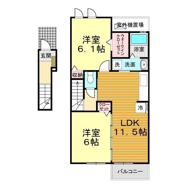 プライムカーサ(2LDK/2階)の間取り写真
