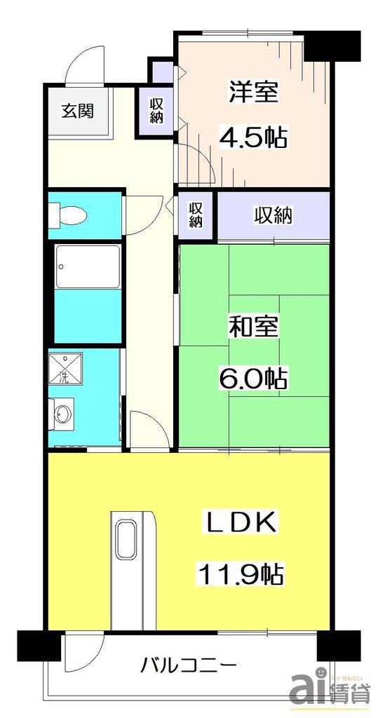 ガーデンコート清瀬1号棟(2LDK/5階)の間取り写真