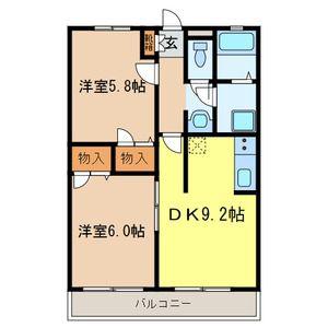 ハイツ・ユーワン(2DK/1階)の間取り写真