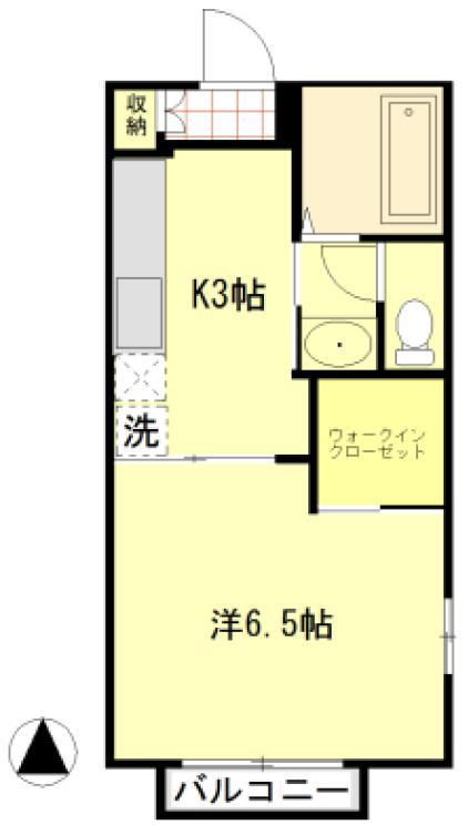 グリーンリーブスタチバナA(1K/2階)の間取り写真