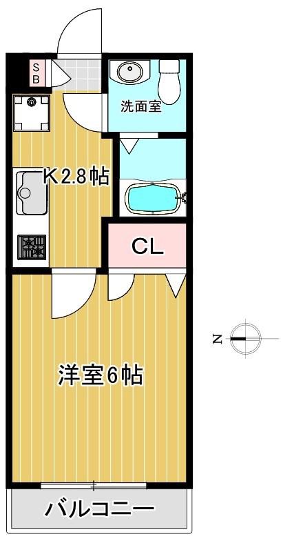 アン カシェット(1K/2階)の間取り写真