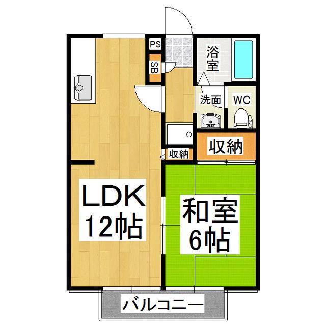 ツインヴィラ白川(1LDK/1階)の間取り写真
