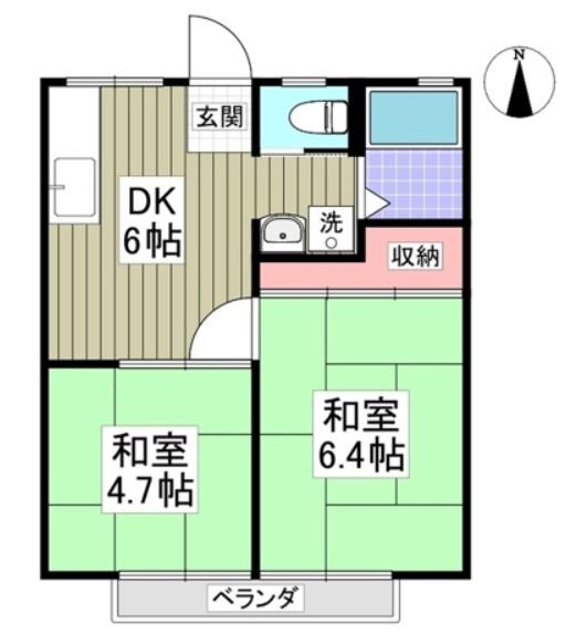 サンシティハイツ北本(2DK/2階)の間取り写真