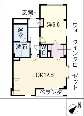 アドヴァンス(1LDK/1階)の間取り写真