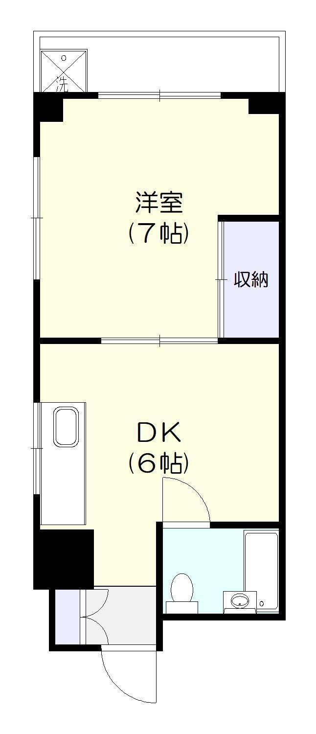 HAPPYパレス(1DK/2階)の間取り写真