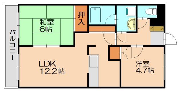 イーハトーブ苅屋(2LDK/2階)の間取り写真