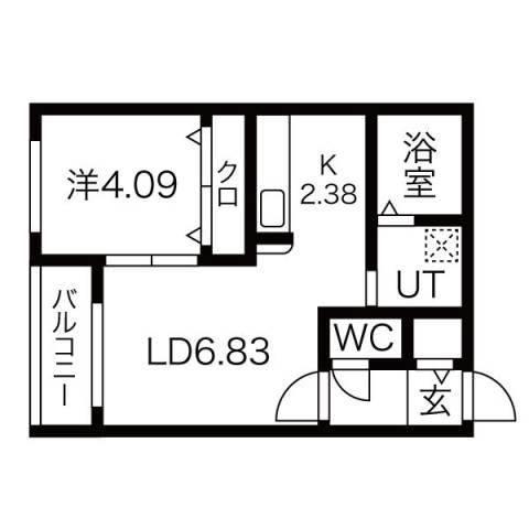 タルト南郷(1LDK/4階)の間取り写真