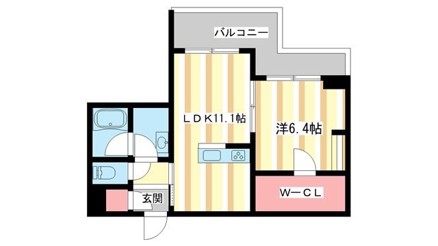 シャーメゾンFUJIMOTOII(1LDK/2階)の間取り写真