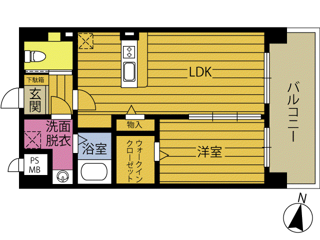 カクマサビル(1LDK/2階)の間取り写真