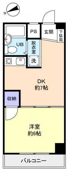 レジデンス松の木(1DK/5階)の間取り写真