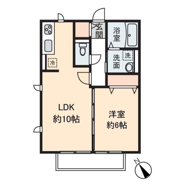 リュスク レジデンス(1LDK/1階)の間取り写真