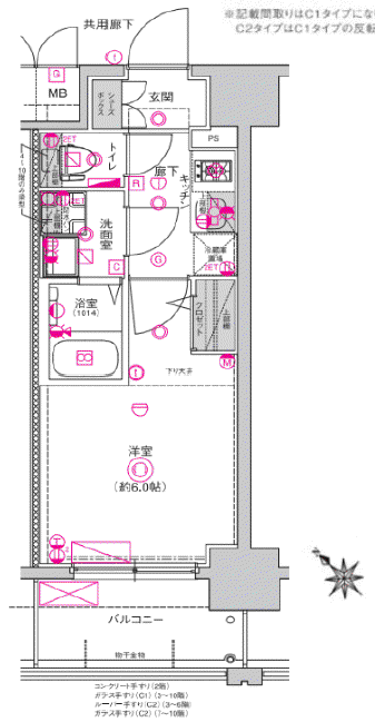 CREST TAPP 庄内(1K/7階)の間取り写真