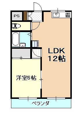FORTUNATE(1LDK/2階)の間取り写真