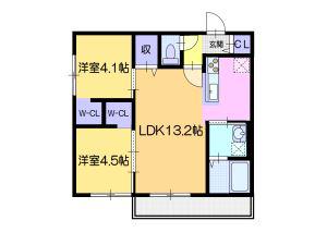 アクアトピア南郷7丁目駅前(2LDK/4階)の間取り写真
