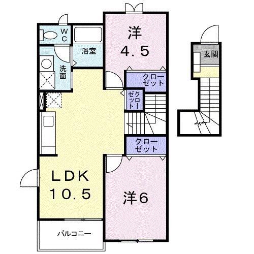 クレストハイツ(2LDK/2階)の間取り写真