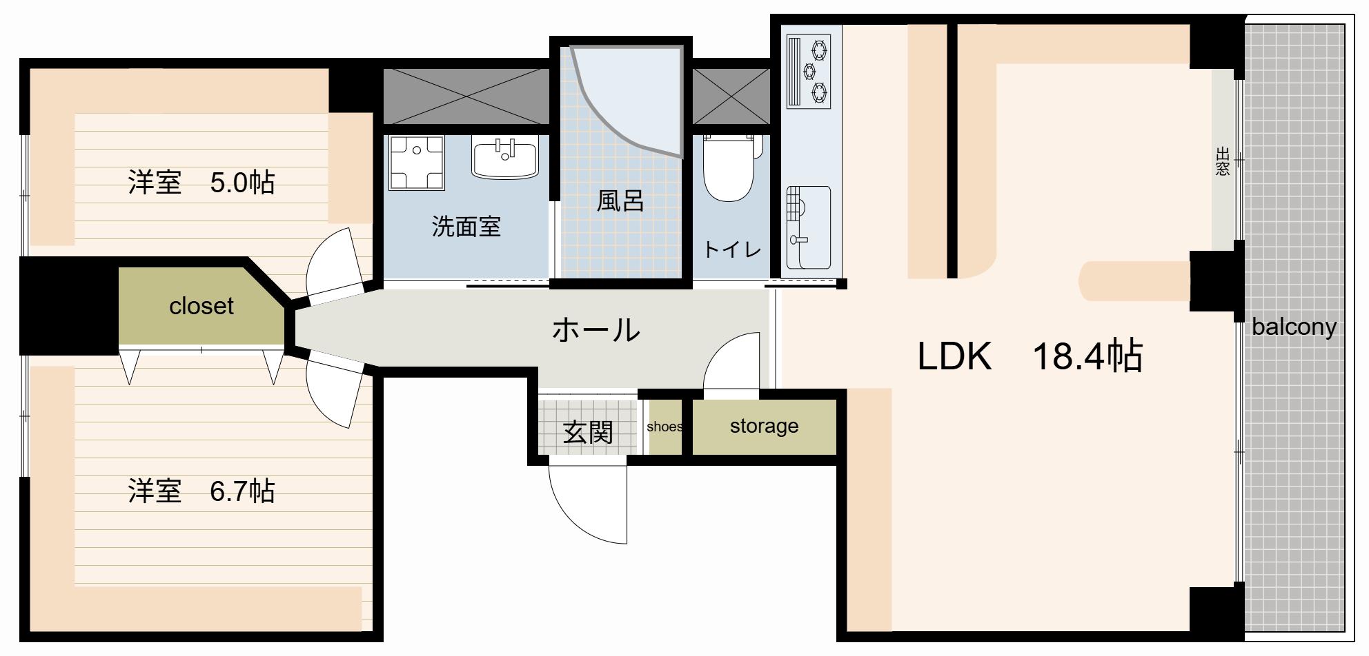 南青山第一マンションズ(2LDK/7階)の間取り写真