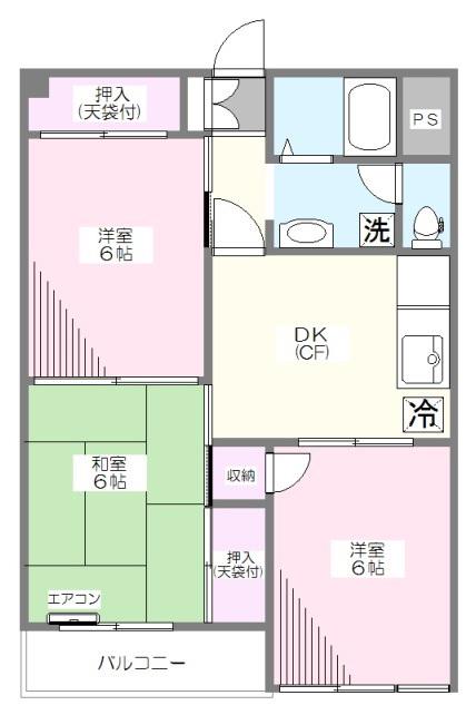 西村マンション(3DK/1階)の間取り写真