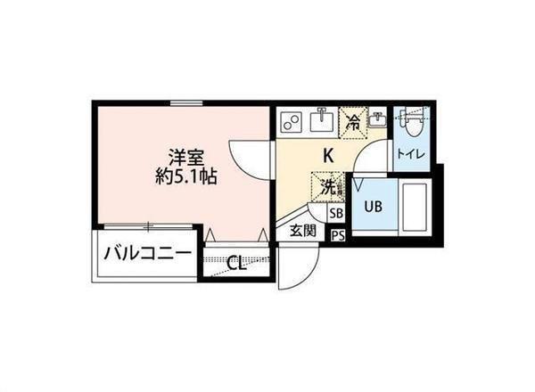 グランクオール蕨南町(1K/2階)の間取り写真