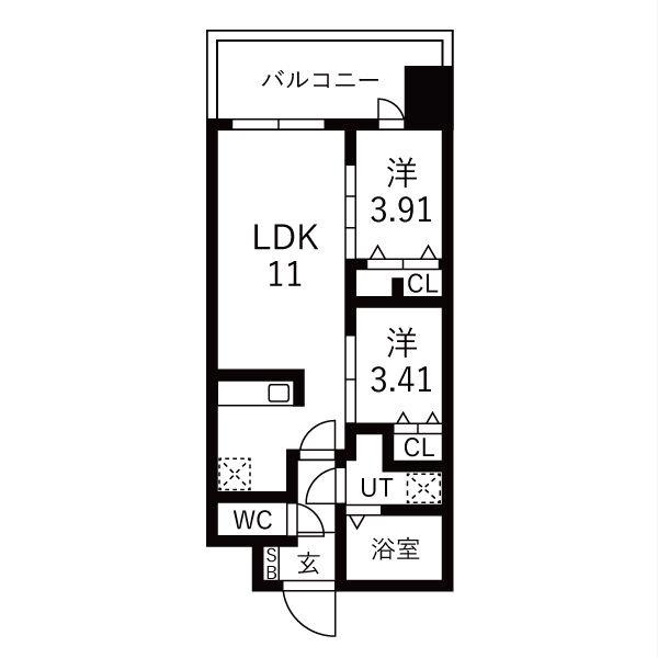 ATLAS加賀屋(2LDK/10階)の間取り写真