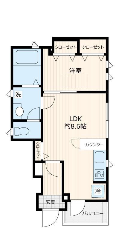 クローバーハイツ(1LDK/1階)の間取り写真