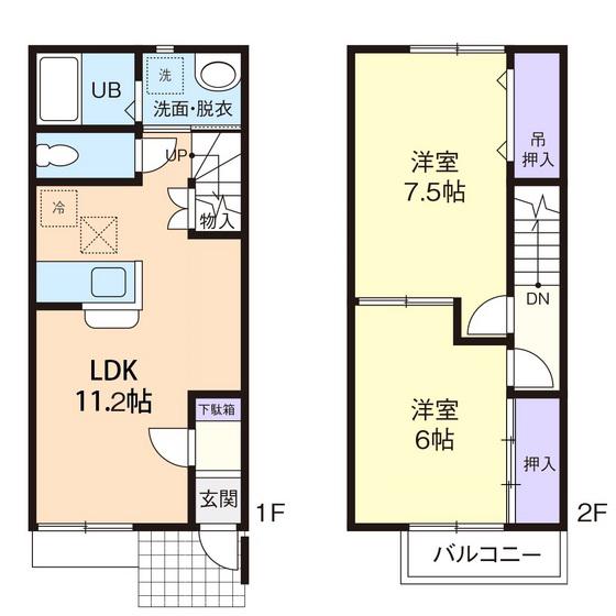 フォーリア A棟(2LDK/1階)の間取り写真