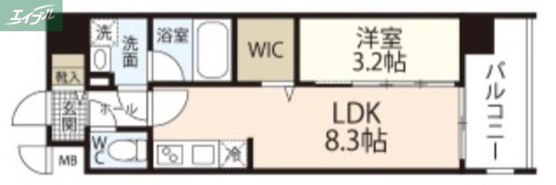 レジデンスカープ南中央町(1LDK/9階)の間取り写真