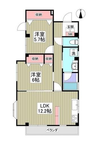 フラッツ奥沢(2LDK/3階)の間取り写真