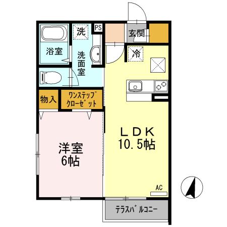 マメゾン(1LDK/2階)の間取り写真