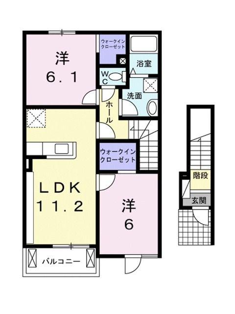 ラ グラシアス(2LDK/2階)の間取り写真