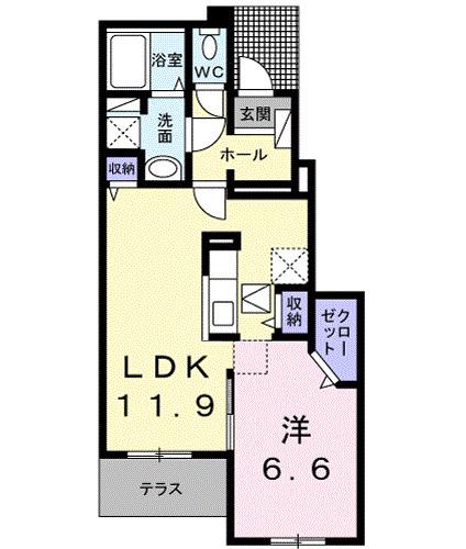 グラン べレッド(1LDK/1階)の間取り写真
