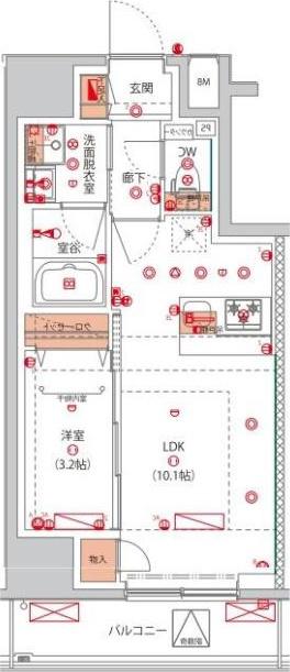 高島平THEGARDENレジデンス(1LDK/6階)の間取り写真