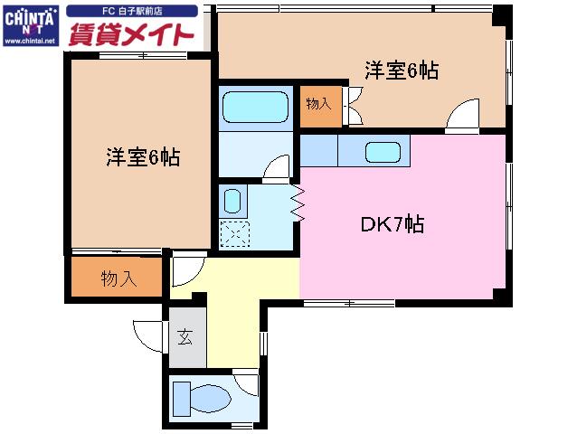 YSコロナビル(2DK/3階)の間取り写真