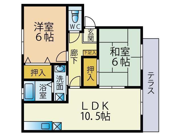 サンガーデン笹原A棟(2LDK/1階)の間取り写真