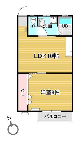 アナナメゾン2(1LDK/1階)の間取り写真