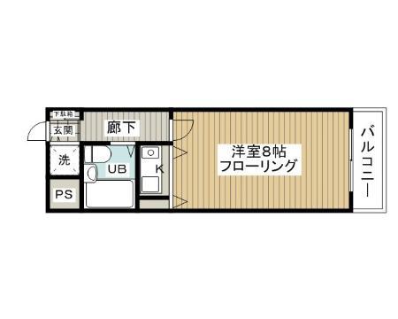 コーポラスムツミ(1K/3階)の間取り写真