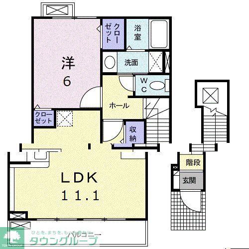 エアリーI(1LDK/2階)の間取り写真