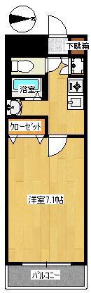 シーロアー(1K/8階)の間取り写真