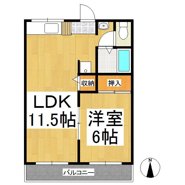ファインレジデンス(1LDK/2階)の間取り写真