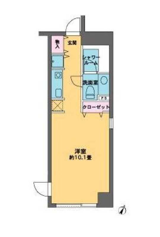 カスタリア水天宮(1K/7階)の間取り写真