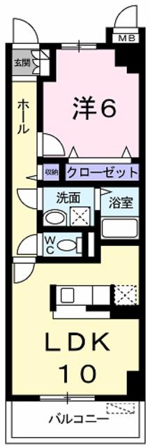 レジデンス神戸(1LDK/4階)の間取り写真