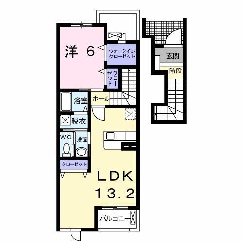アークヒルズ知手A(1LDK/2階)の間取り写真