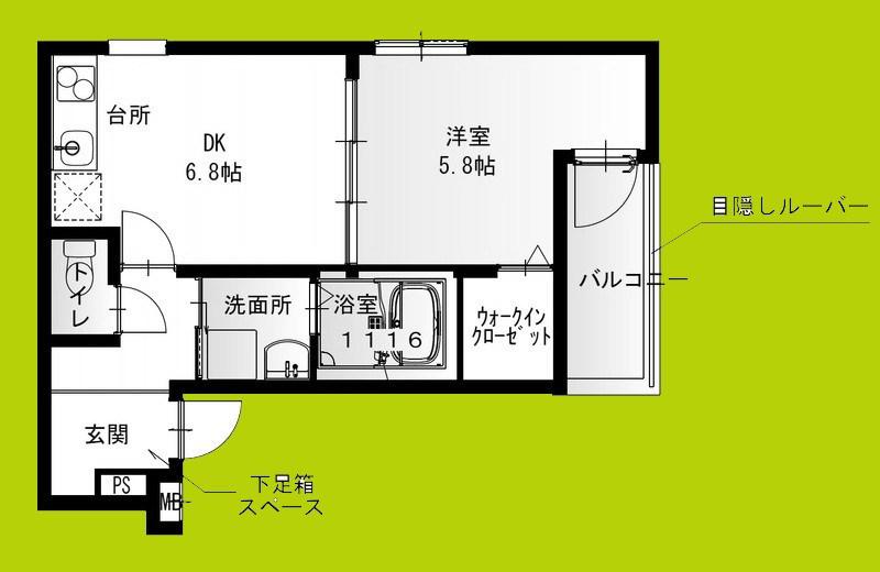 フジパレス忍ケ丘II番館(1DK/1階)の間取り写真