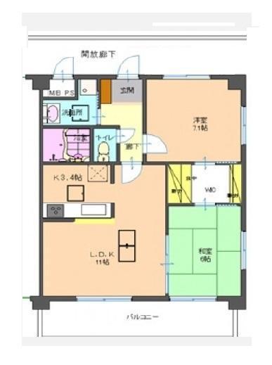 ルネスベルデ(2LDK/3階)の間取り写真