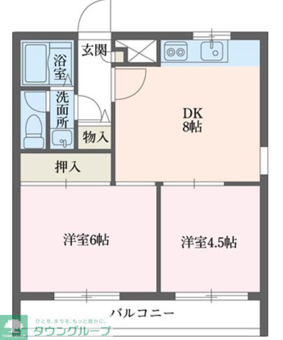 コンフォート本郷台A棟(2DK/2階)の間取り写真