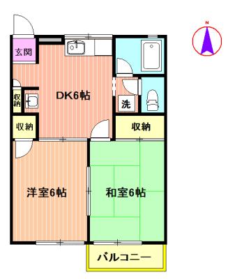 ハイツOGAWA(2DK/2階)の間取り写真