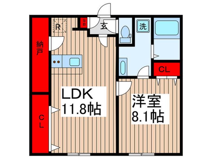 BRANCHE武蔵小山(1LDK/4階)の間取り写真