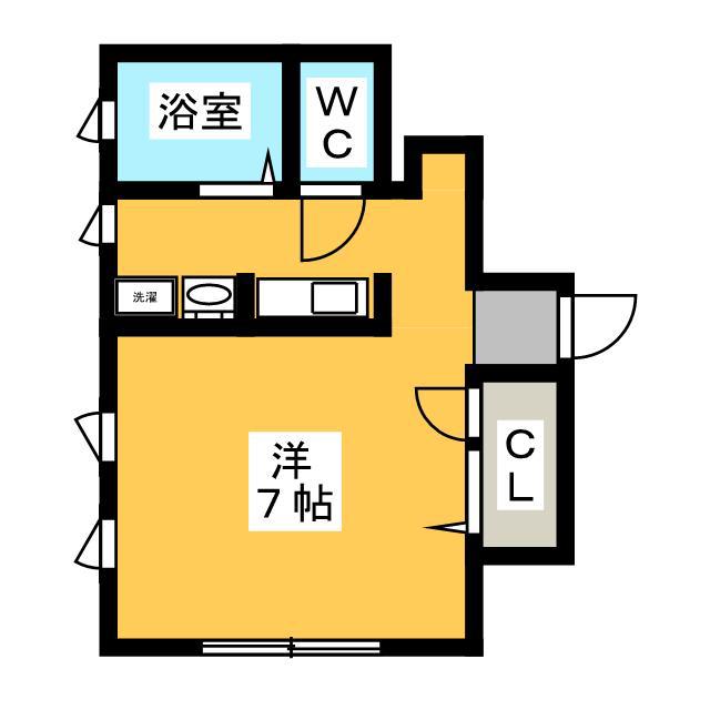 ドゥヨロズ(ワンルーム/1階)の間取り写真