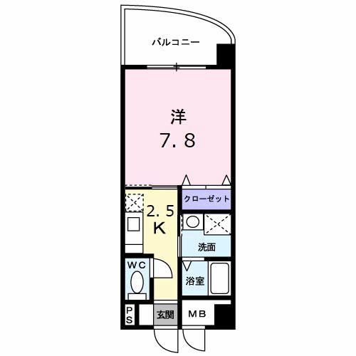 ディアコートニシムラ(1K/2階)の間取り写真