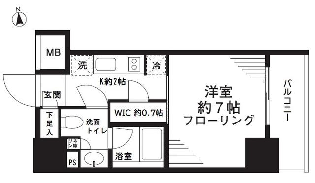 パークリュクス秋葉原モノイースト(1K/6階)の間取り写真