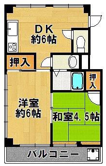 野久保ハイツ(2DK/3階)の間取り写真